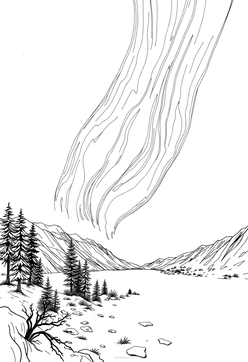 Northern Lights Mandala coloring page for kids