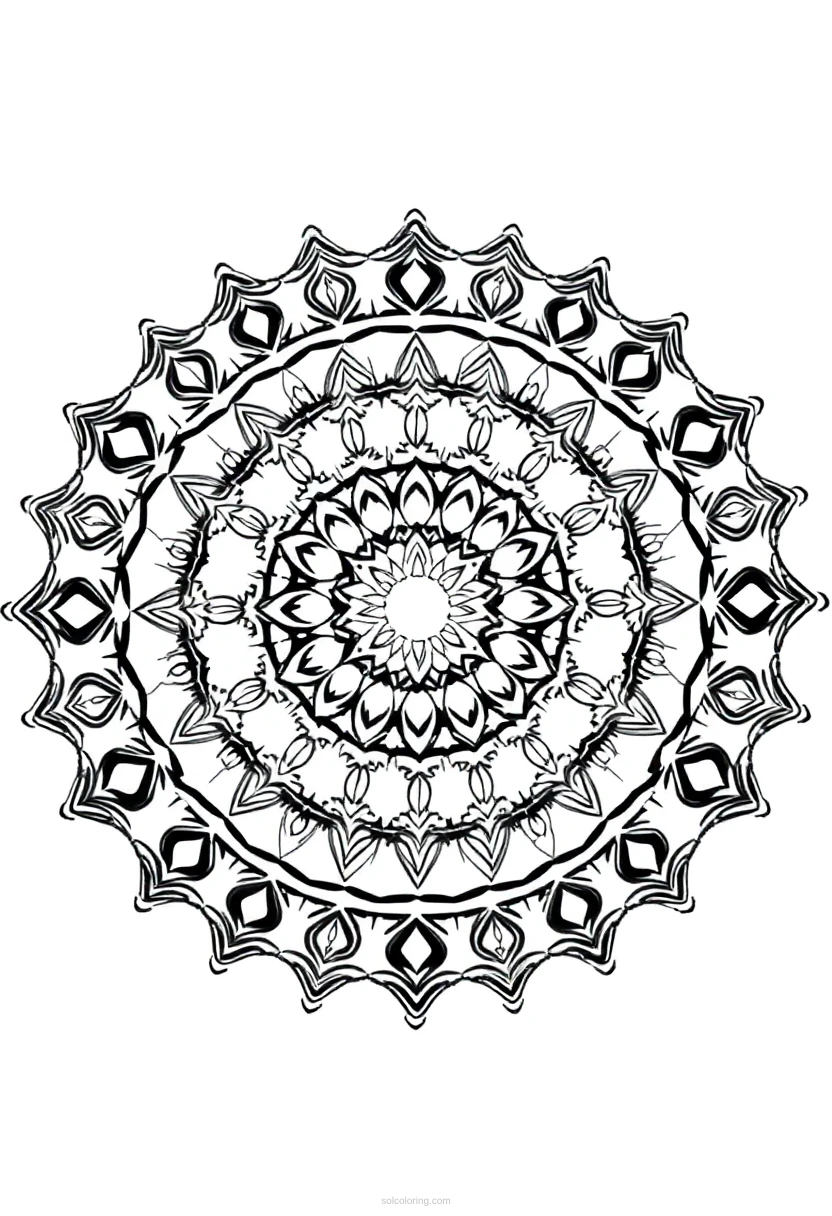 Northern Lights Mandala coloring page for kids