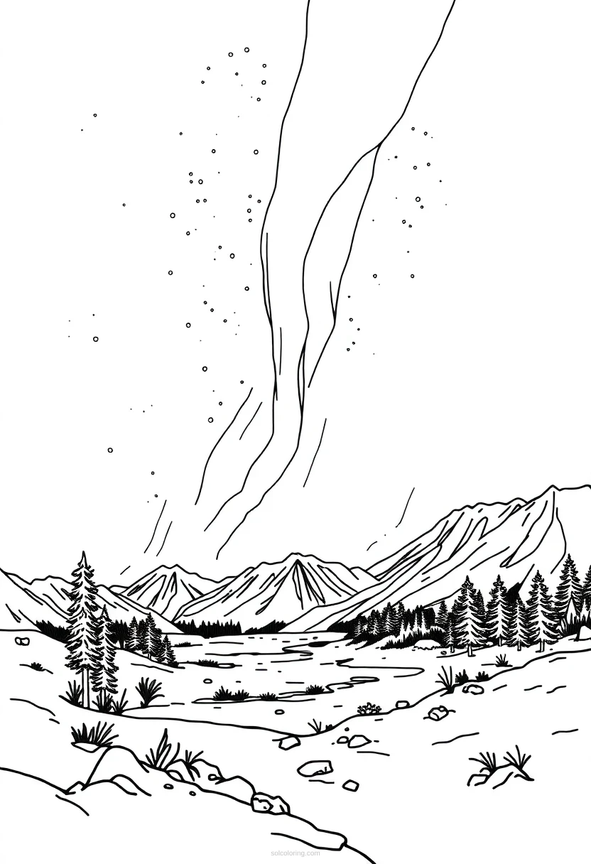 Northern Lights Mandala coloring page for kids