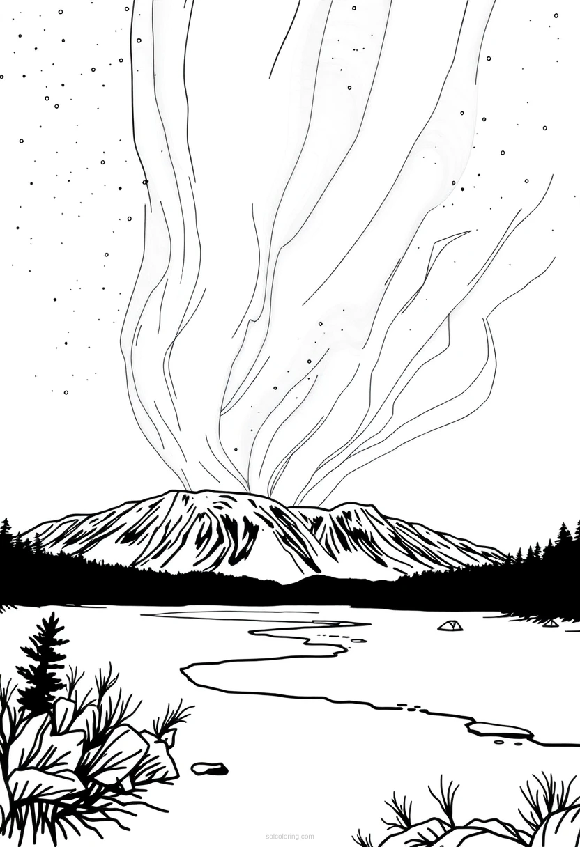 Northern Lights coloring page for kids