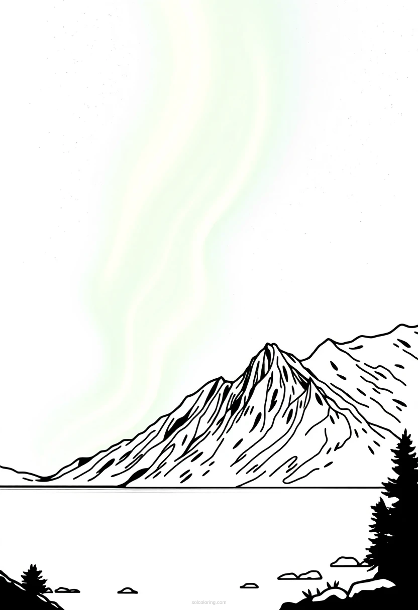 Northern Lights coloring page for kids