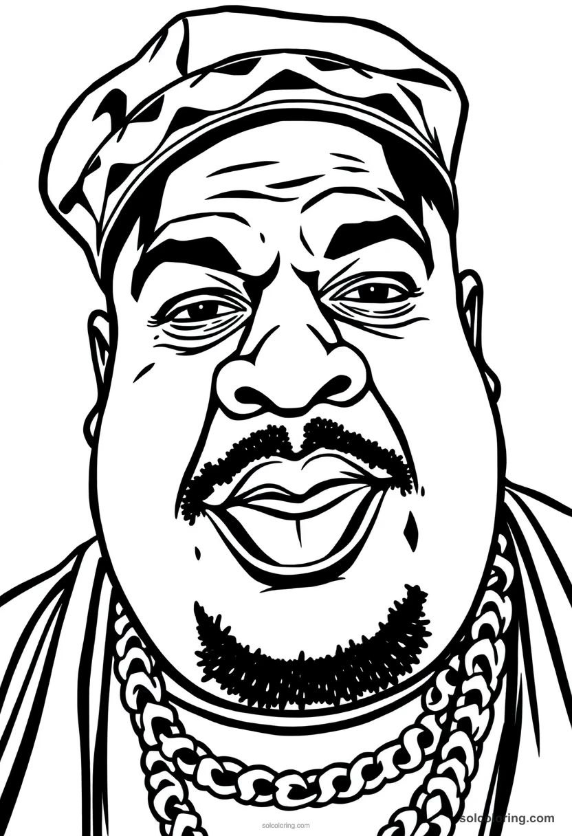 Caricature Notorious B.I.G. caricature coloring page for kids