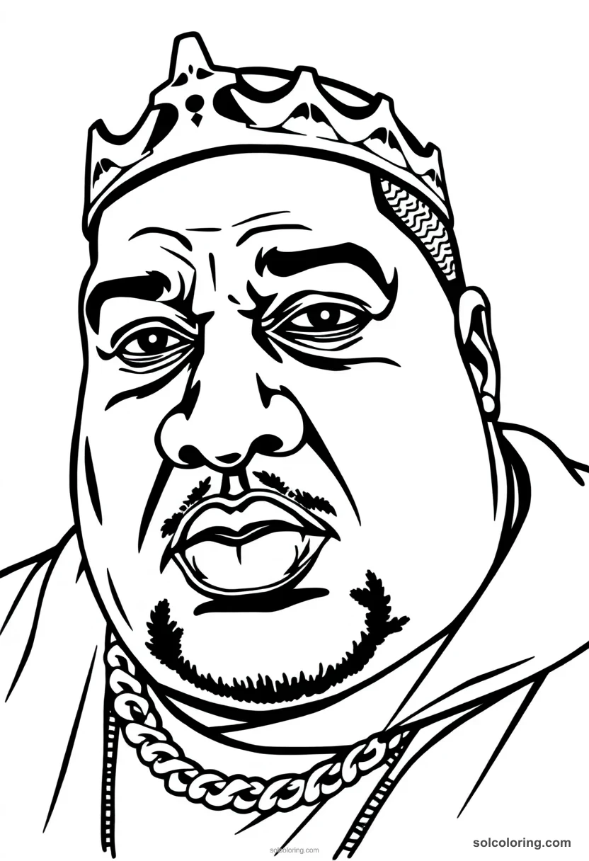 Illustrated Portrait Notorious B.I.G. illustrated portrait coloring page for kids