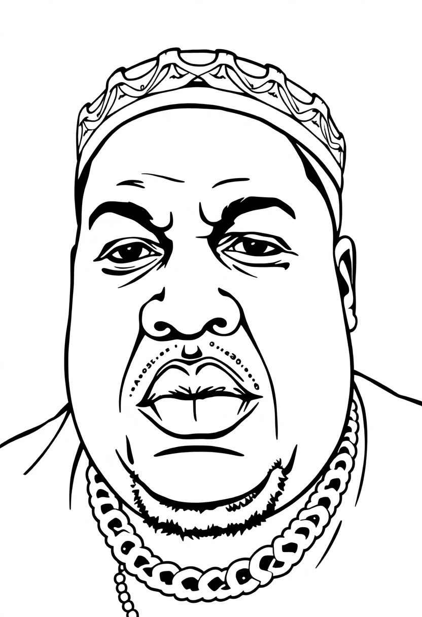 Notorious B.I.G. Portrait coloring page, free printable