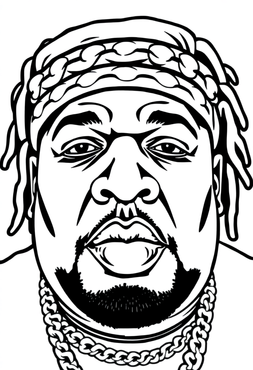 Notorious B.I.G. Portrait coloring page, free printable
