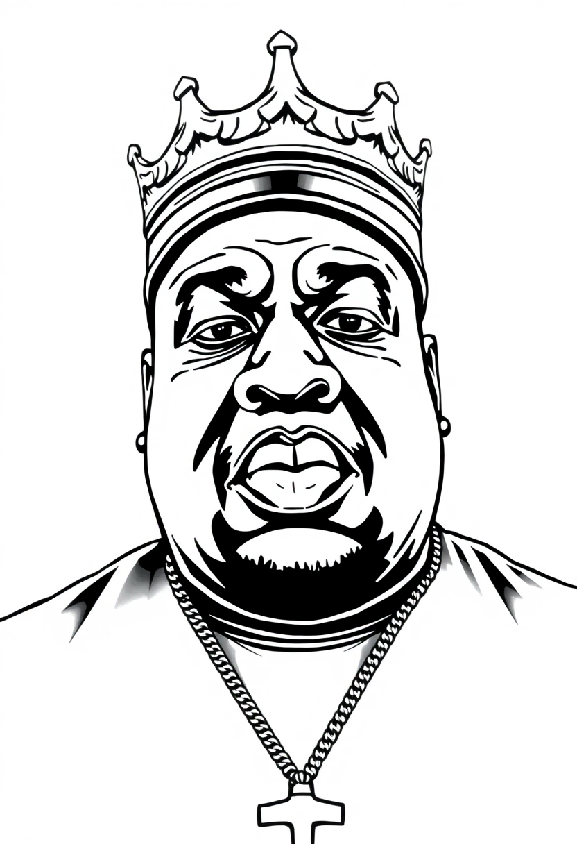 Notorious B.I.G. Portrait coloring page, free printable
