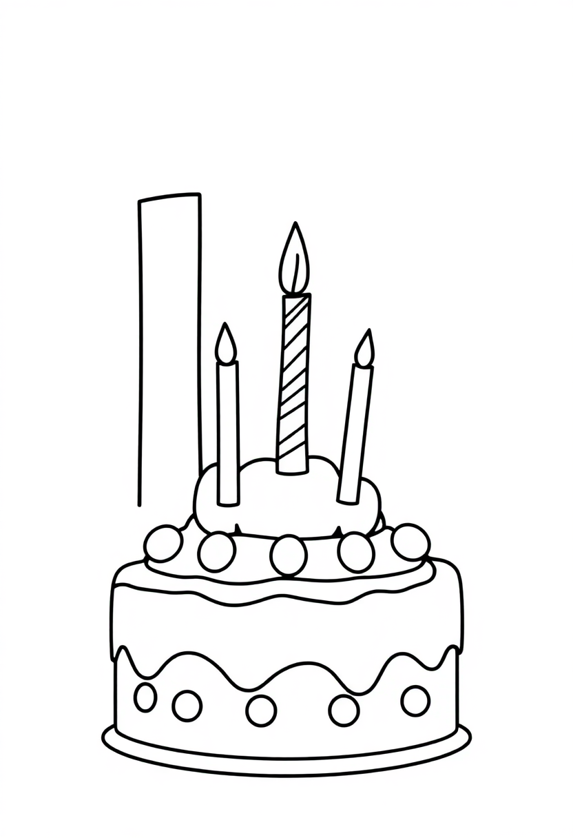 Number 10 with Birthday Cake coloring page for kids