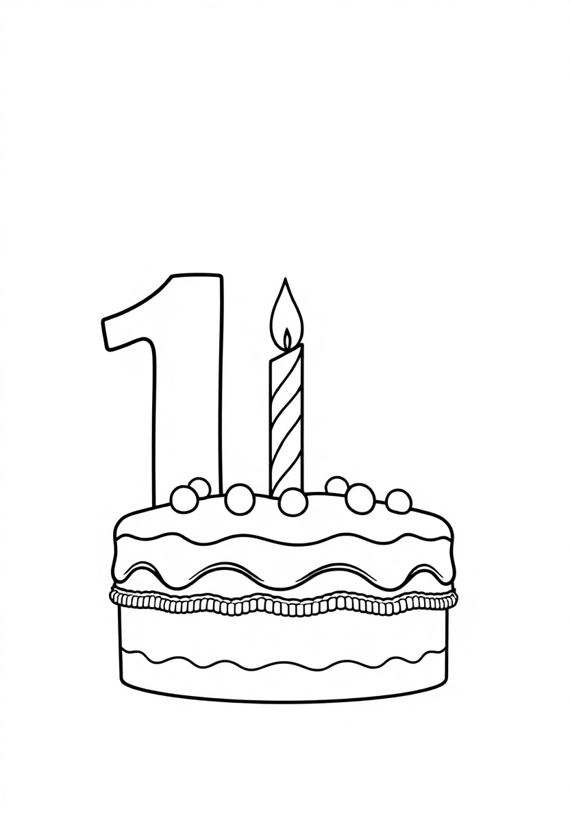 Number 10 with Birthday Cake coloring page for kids