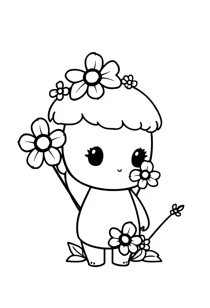Number 3 with Flowers coloring page for kids