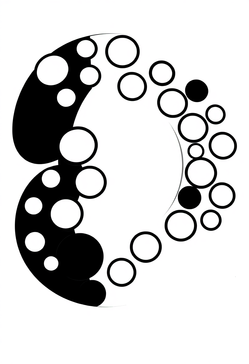 Number 6 with Dots and Circles coloring page for kids