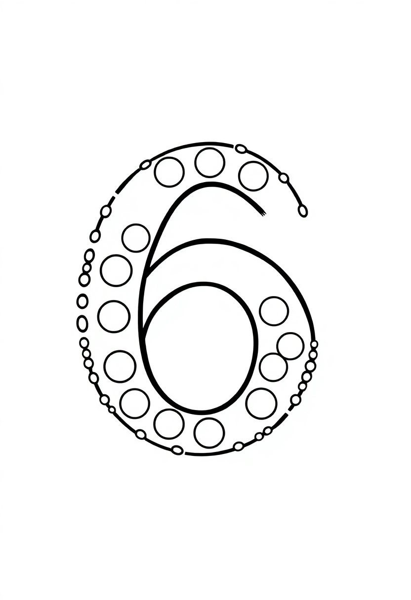 Number 6 With Dots And Circles coloring pages