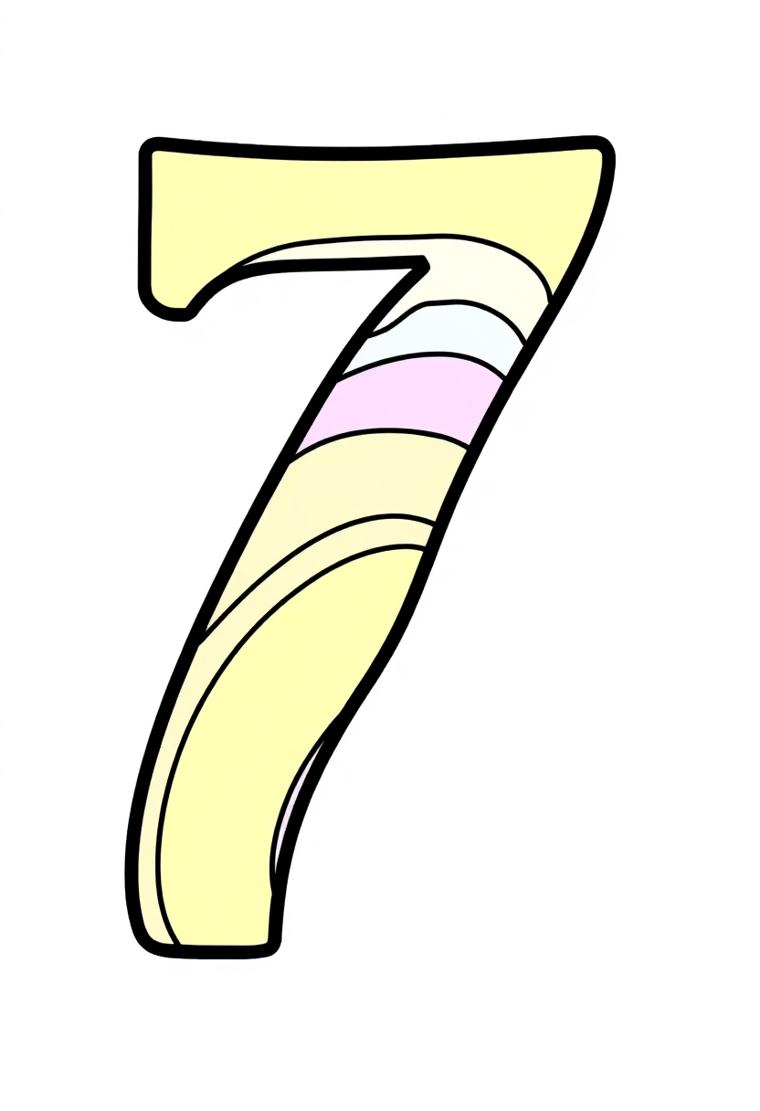 Number 7 with Rainbow Patterns coloring page for kids