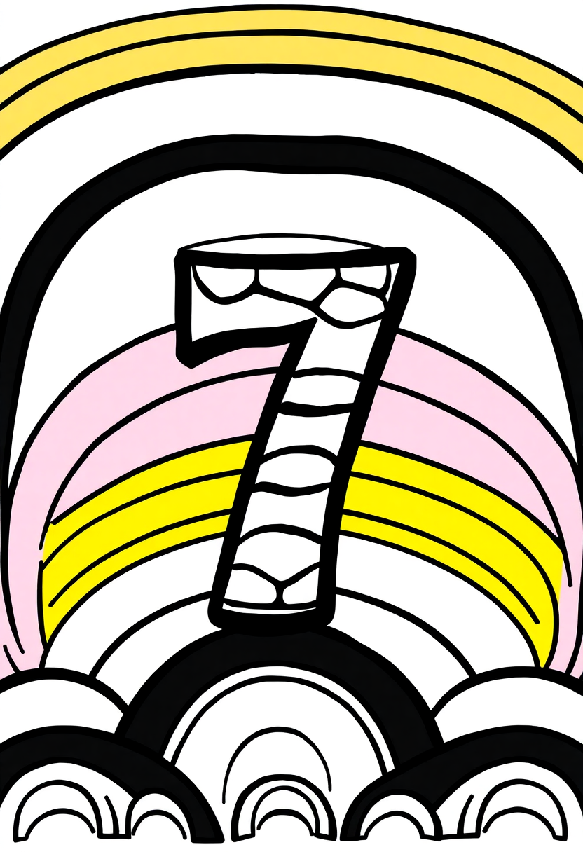 Number 7 With Rainbow Patterns coloring pages