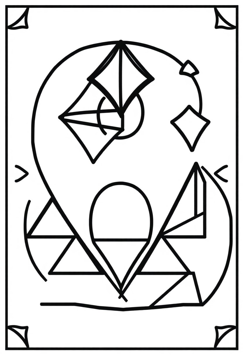 Number 8 with Geometric Shapes coloring page for kids