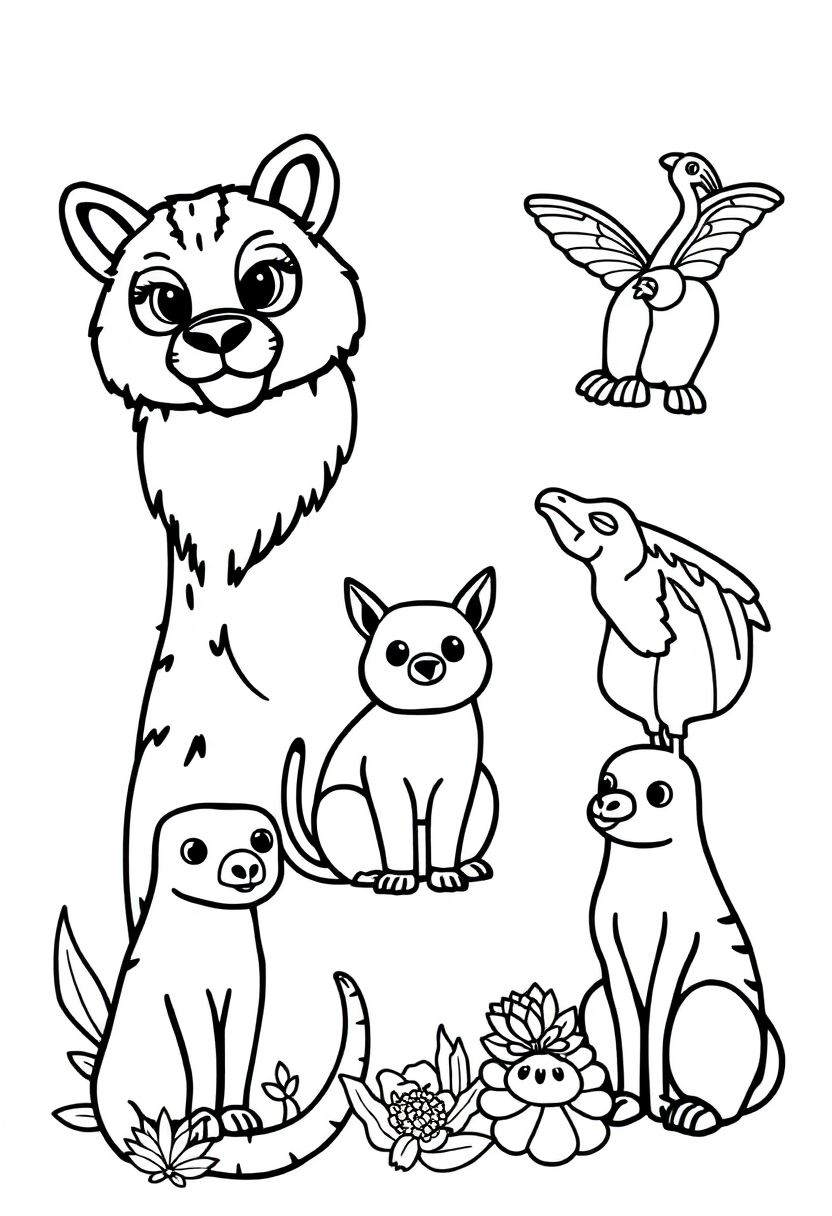 Number 9 with Animal Outlines coloring page for kids