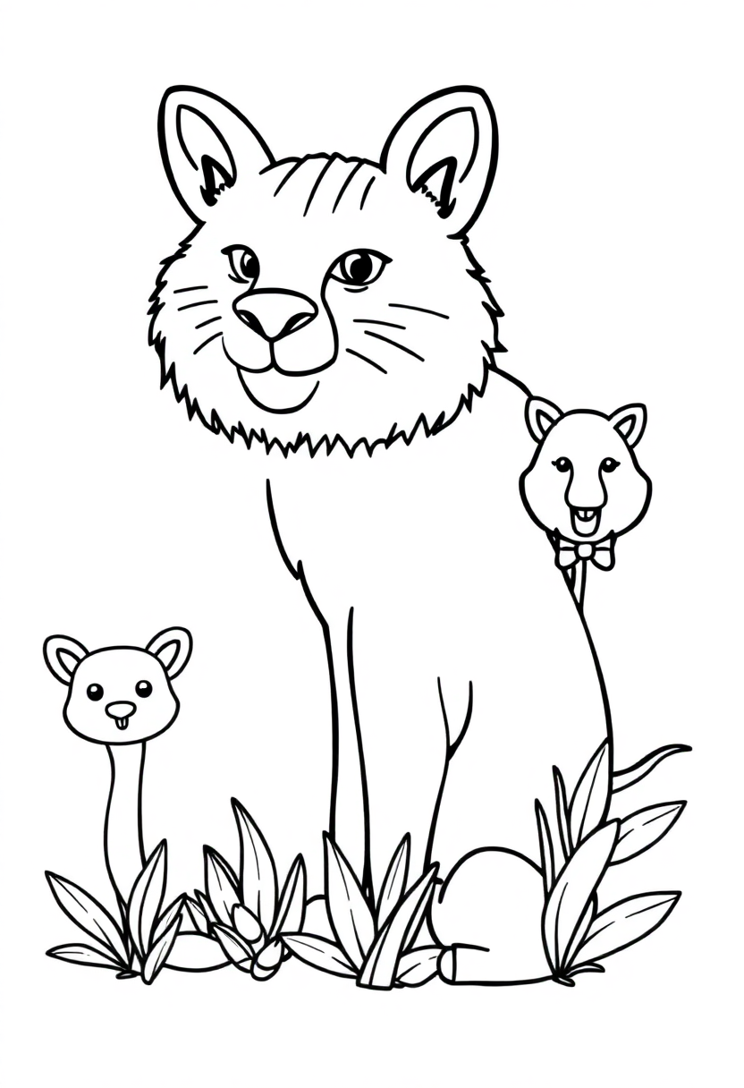Number 9 with Animal Outlines coloring page for kids
