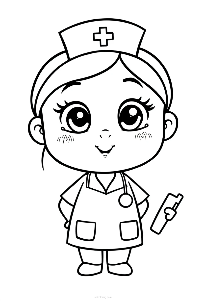 Nurse coloring page for kids