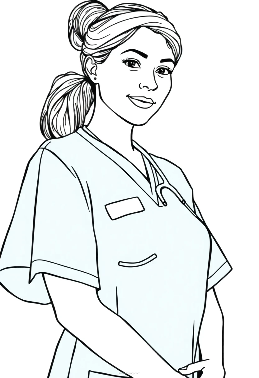 Nurse coloring page for kids