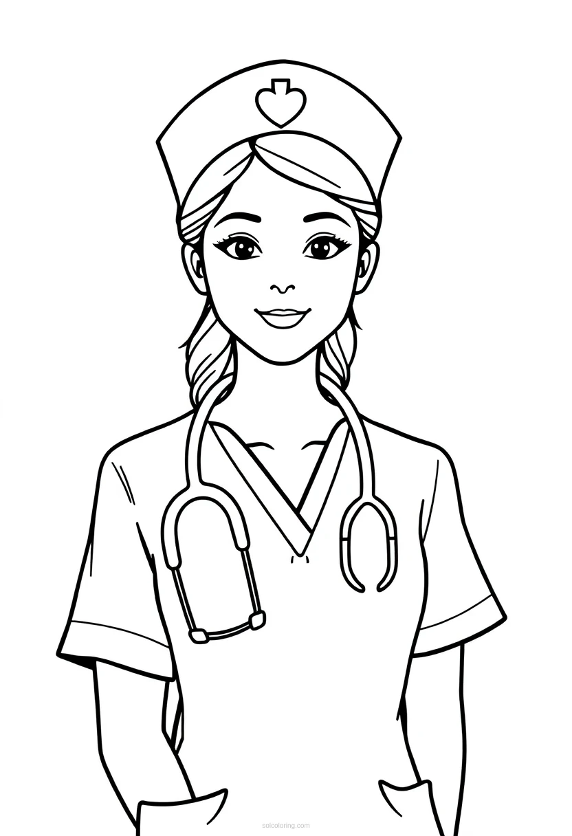 Nurse coloring page for kids