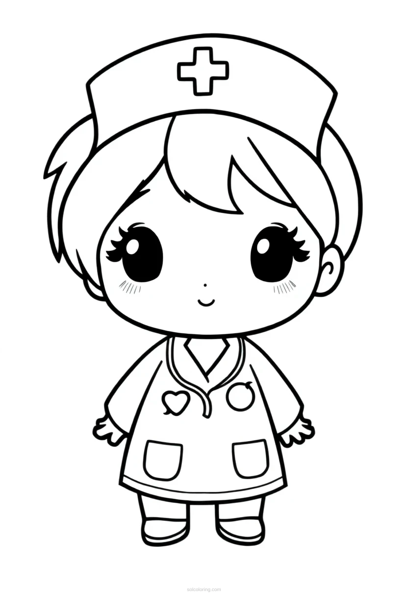 Nurse coloring page for kids