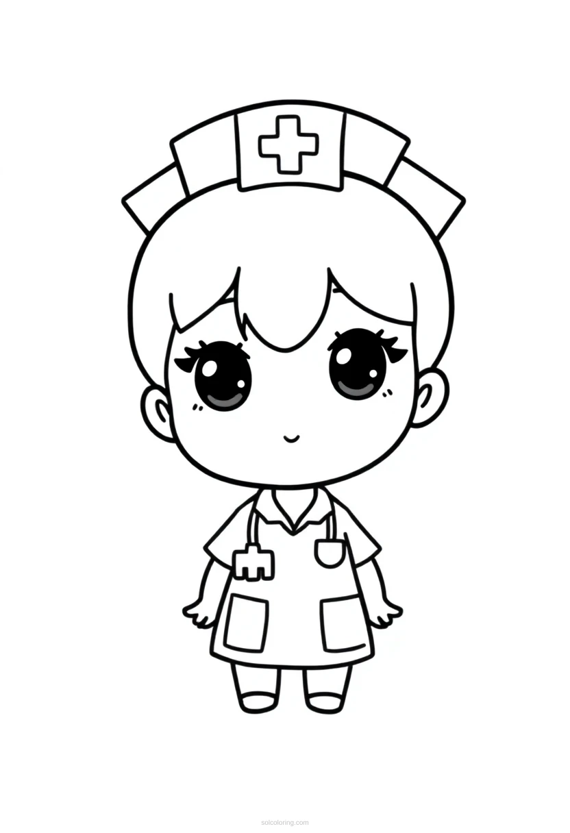 Nurse Cute Cartoon coloring page for kids
