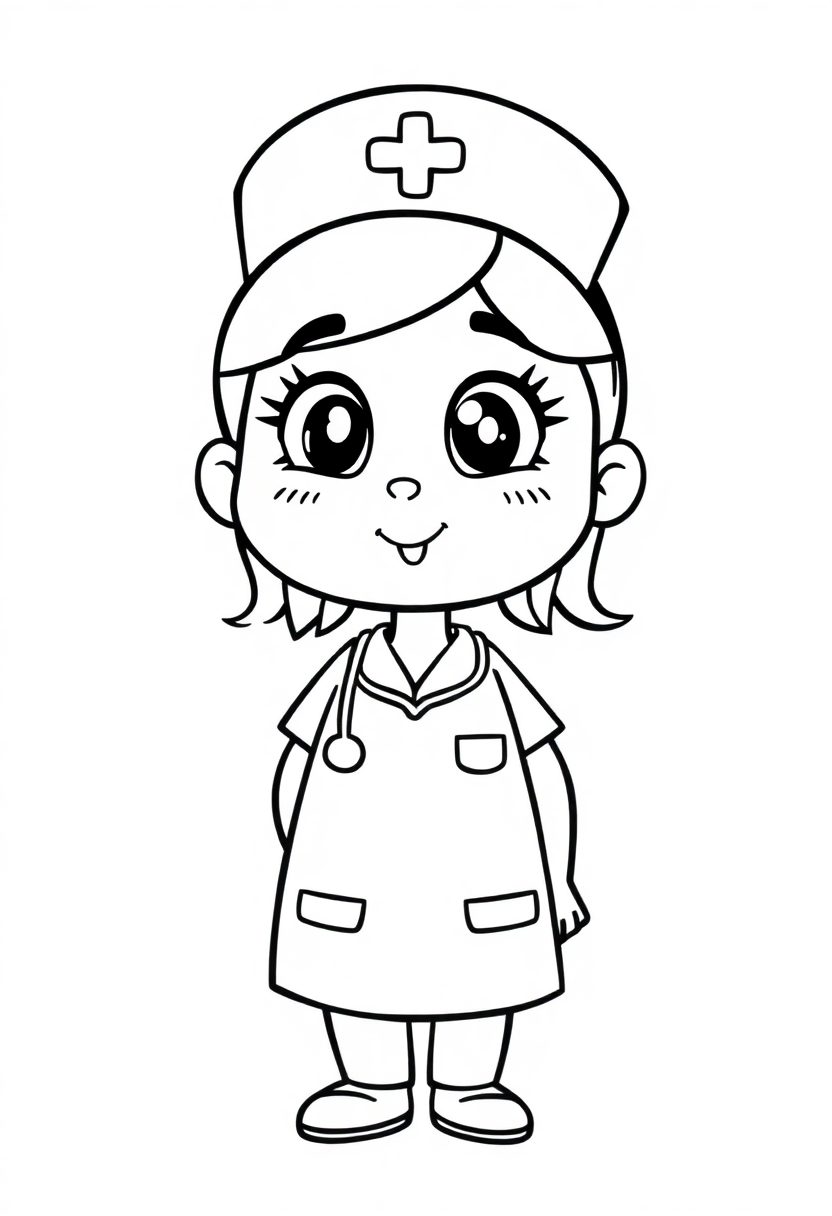 Nurse coloring page, free printable