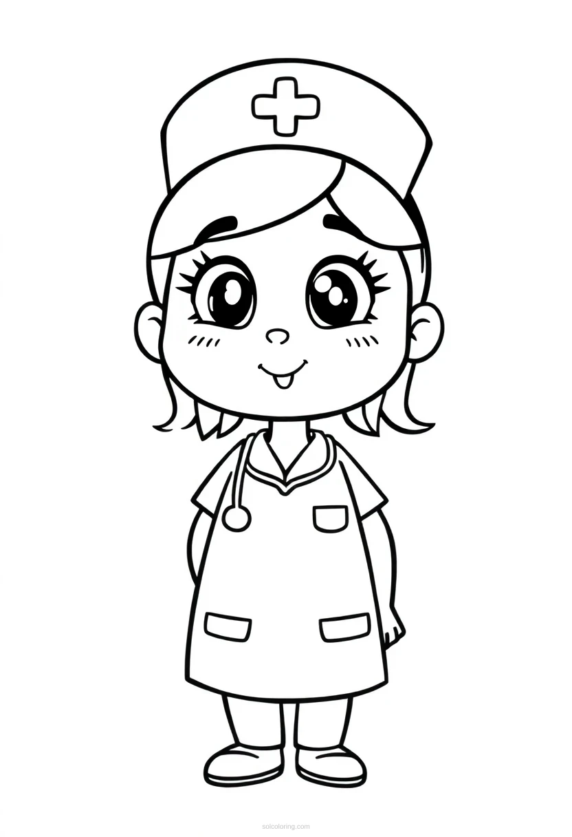 Nurse coloring page for kids