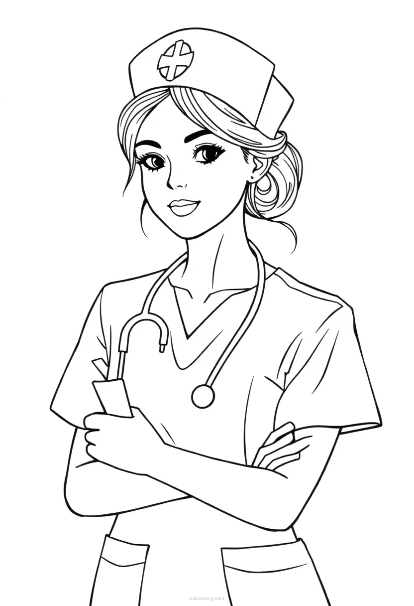 Nurse coloring page for kids