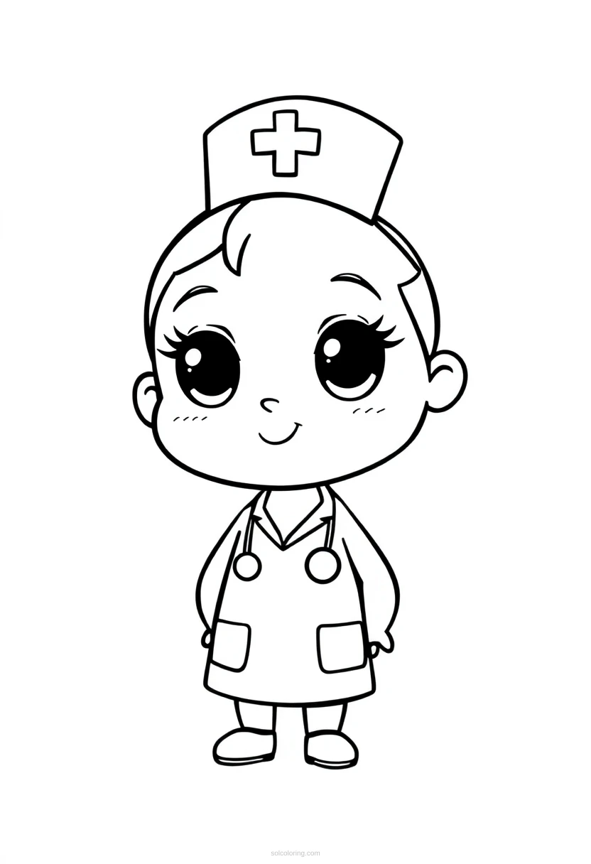 Nurse coloring page for kids