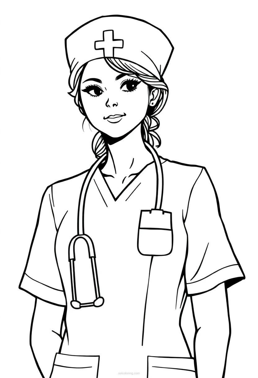 Nurse coloring page for kids