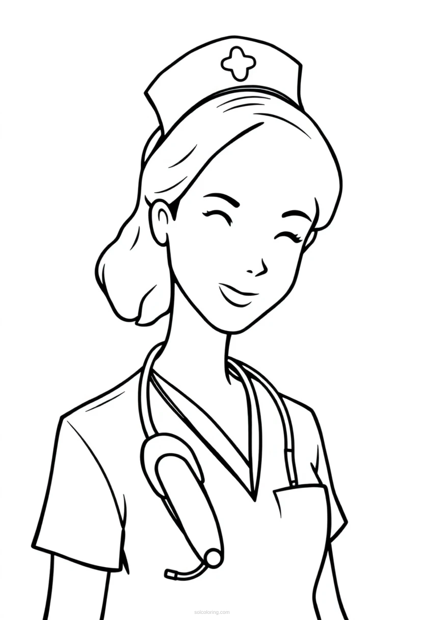 Nurse coloring page for kids