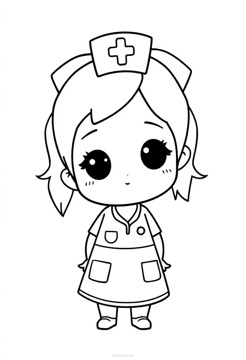 Nurse coloring page for kids