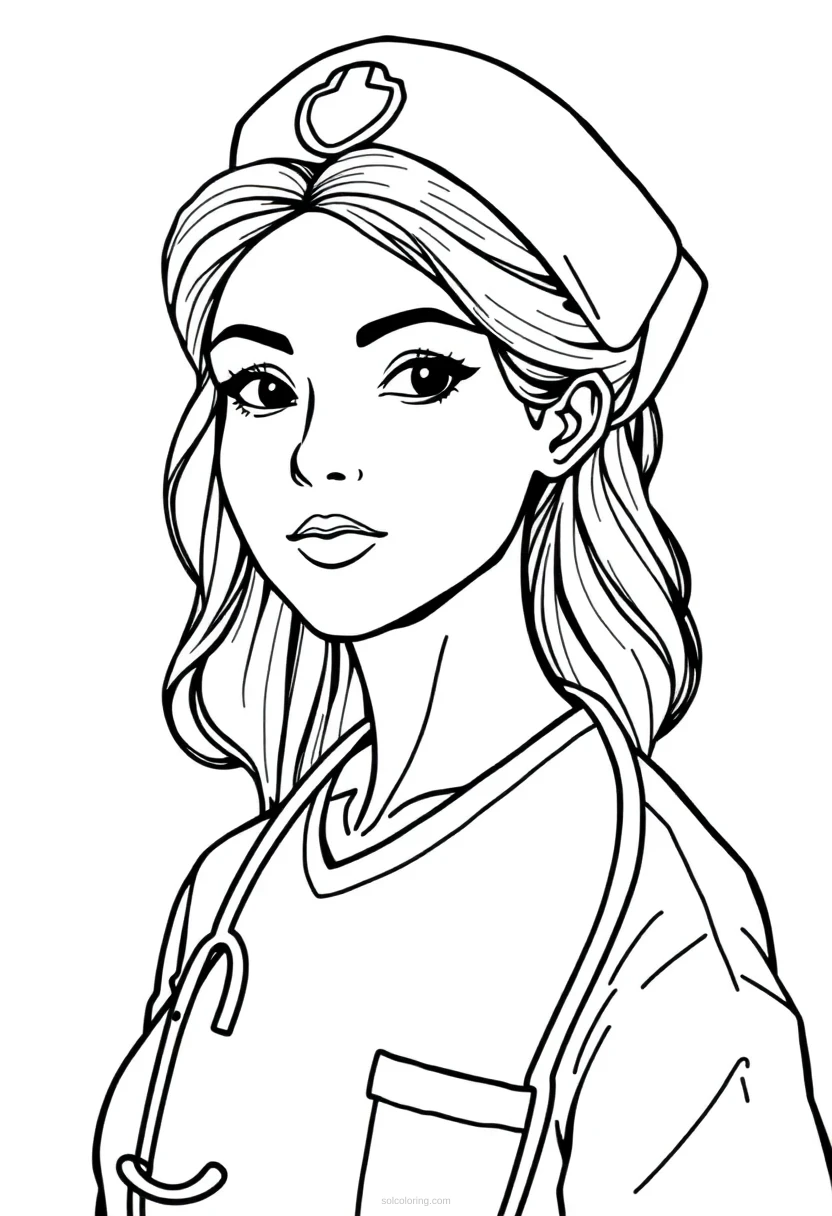 Nurse coloring page for kids
