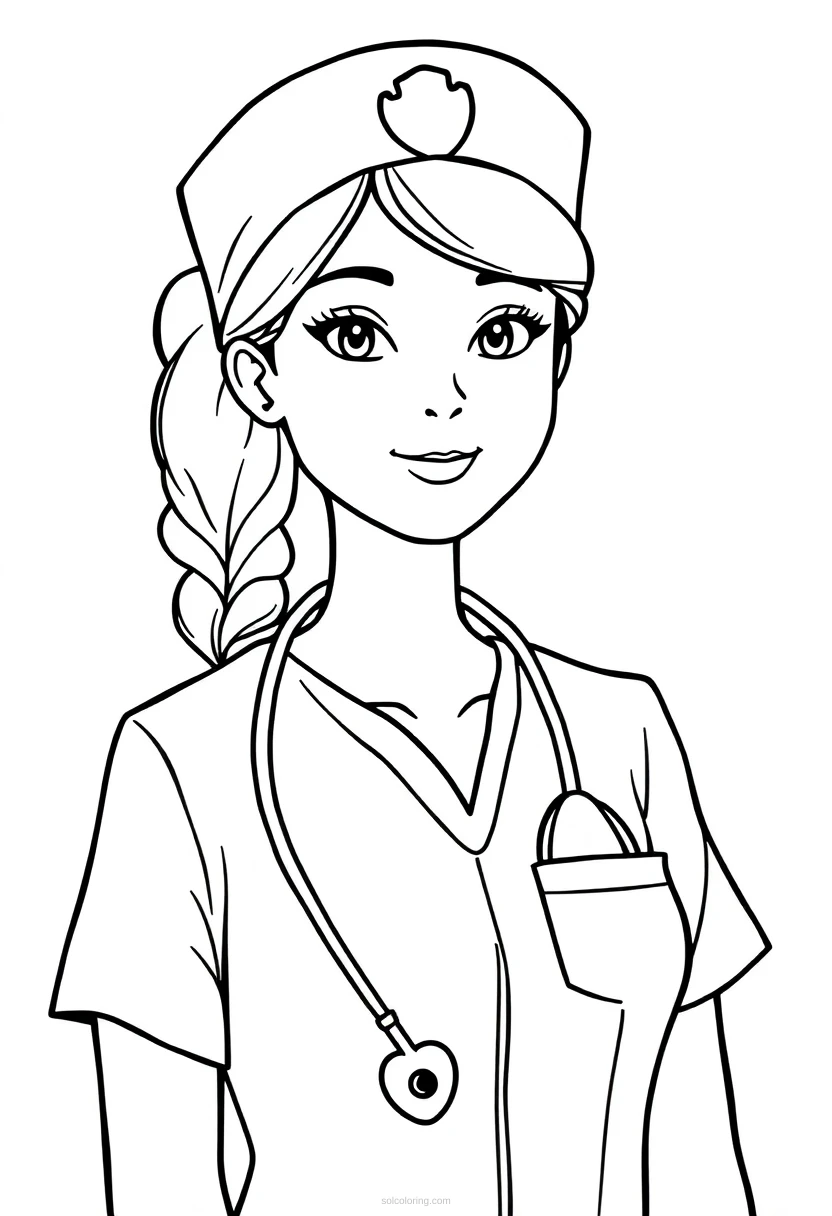 Nurse coloring page for kids