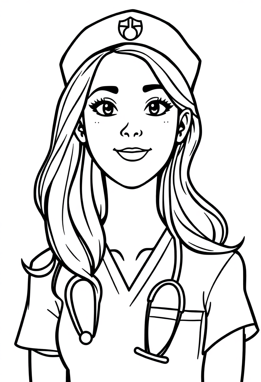 Nurse coloring page, free printable