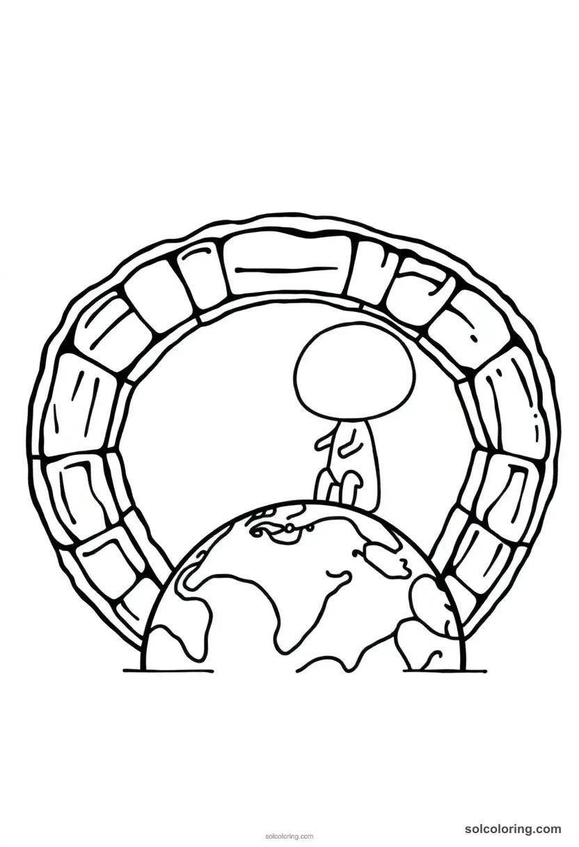 Chibi Nut Arching Over the Earth chibi coloring page for kids
