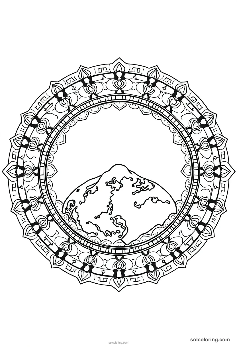 Mandala Nut Arching Over the Earth mandala coloring page for kids