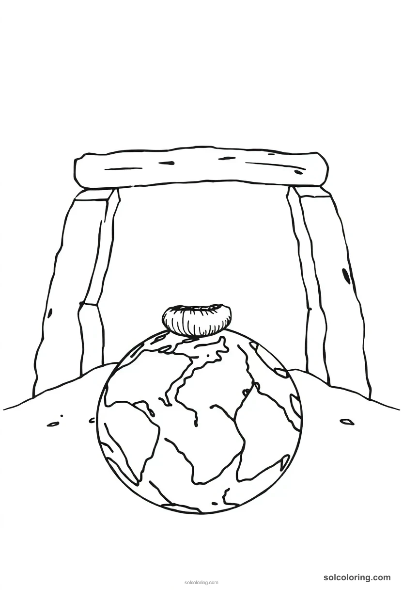 Simple Nut Arching Over the Earth simple coloring page for kids