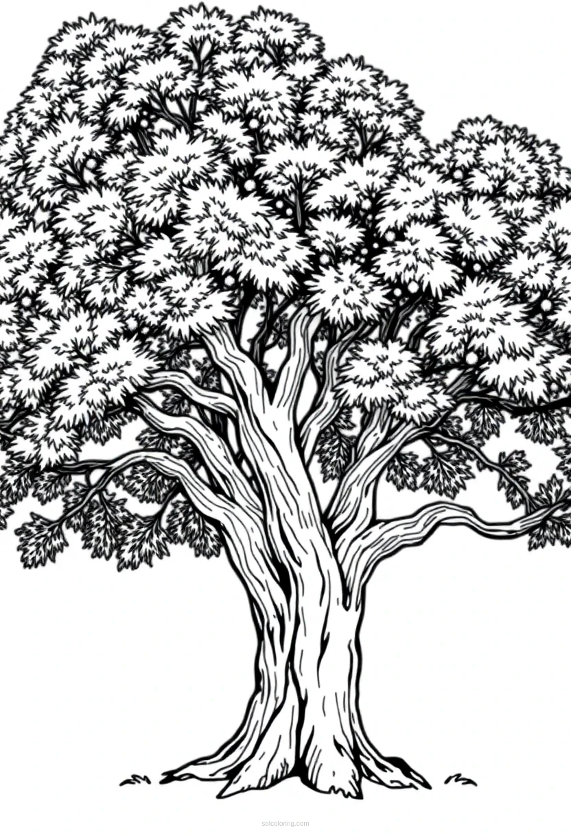 Oak Tree coloring page for kids