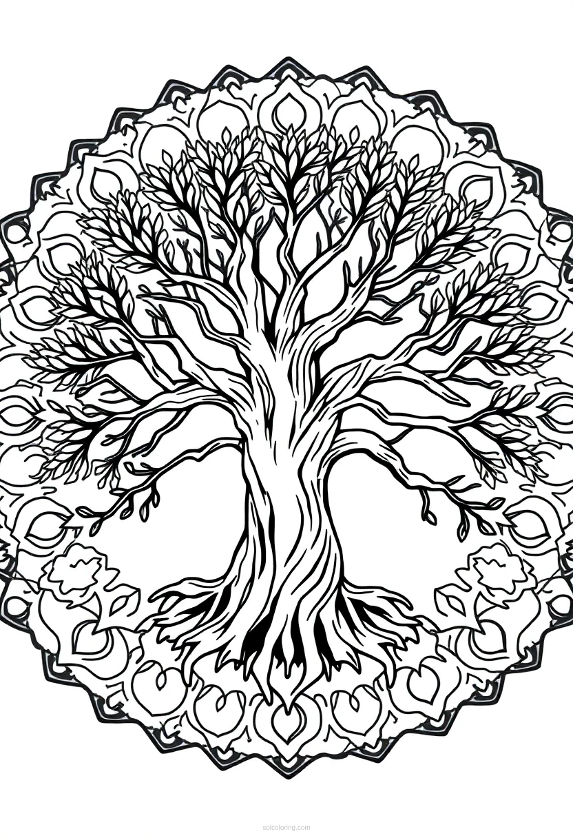 Oak Tree coloring page for kids