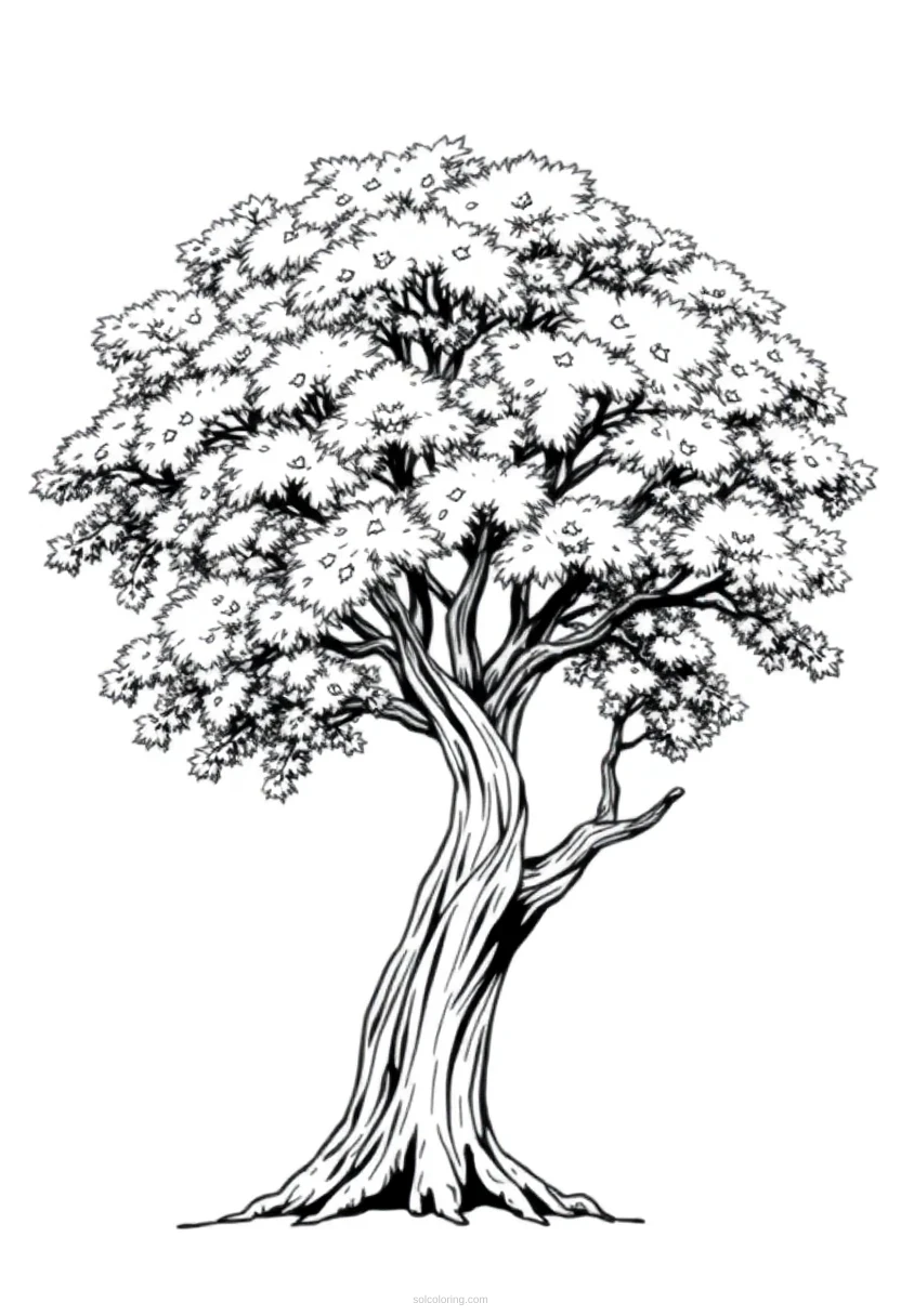 Oak Tree coloring page for kids