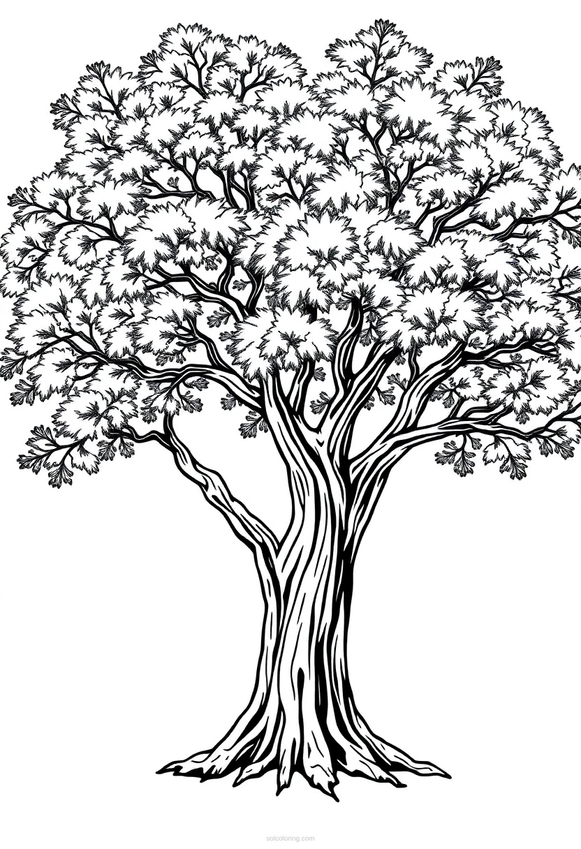 Oak Tree coloring page for kids