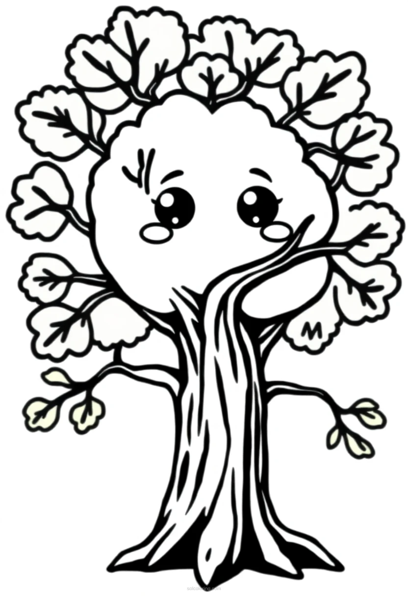 Oak Tree coloring page for kids