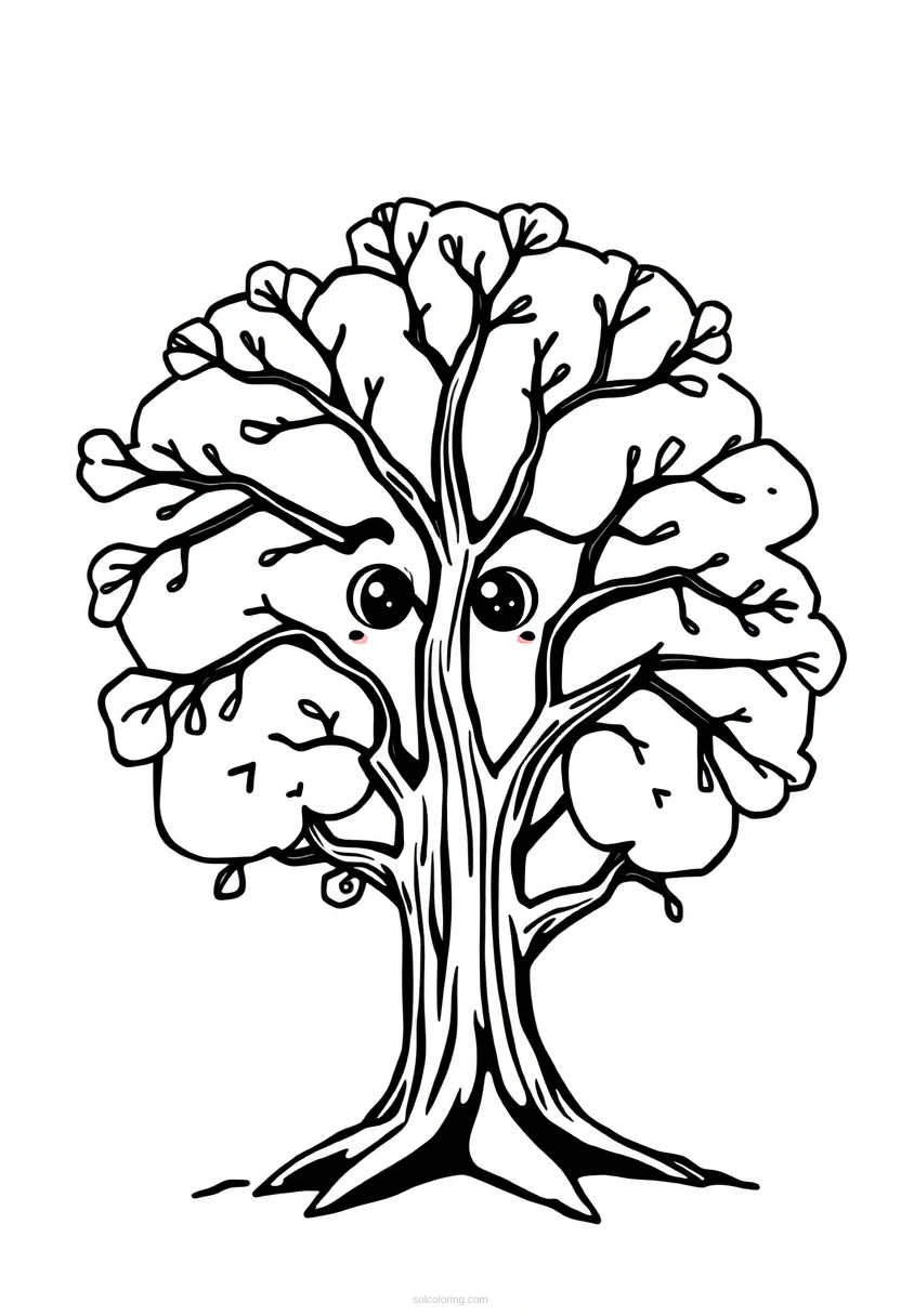 Oak Tree coloring page for kids