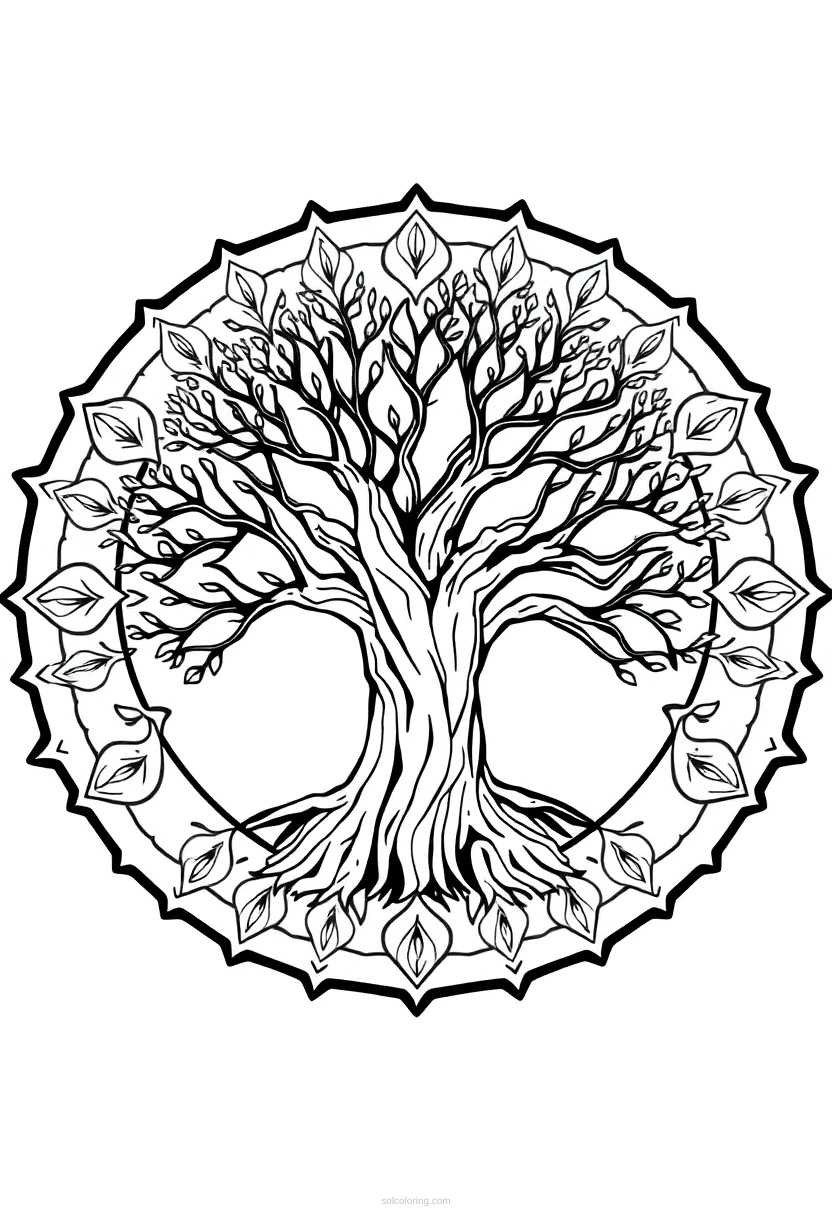 Oak Tree coloring page for kids