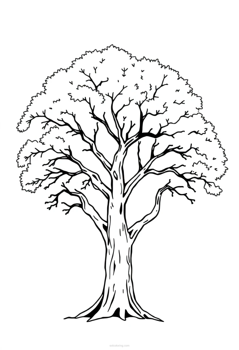 Oak Tree coloring page for kids