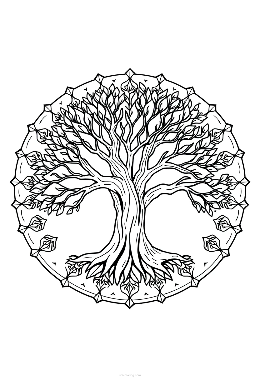 Oak Tree coloring page for kids