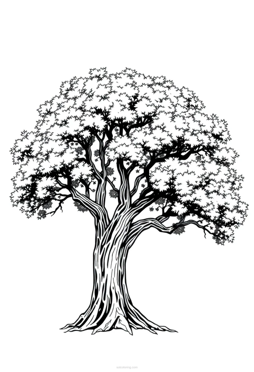 Oak Tree coloring page for kids
