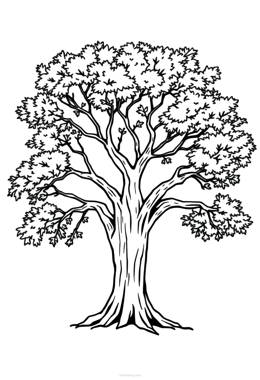 Oak Tree coloring page for kids