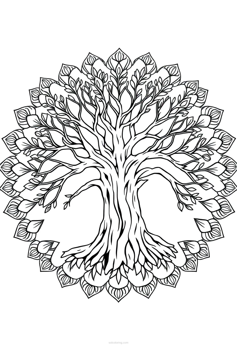 Oak Tree coloring page for kids